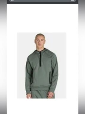 Athletic Works Slate Green Half-Zip Hooded Pullover with Black Trim